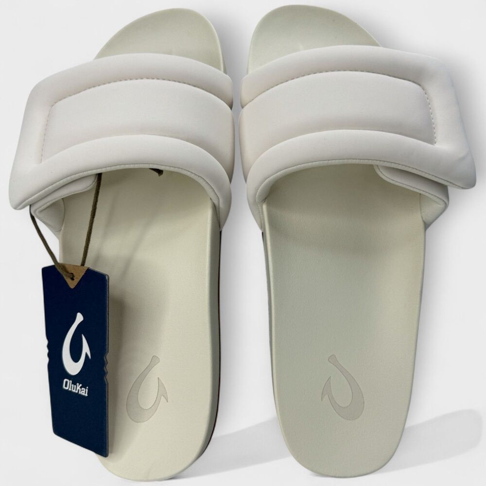 OluKai Sunbeam Puffy Slide Sandals Womens Size 9 Off White Arch Support NWOB - Picture 9 of 10